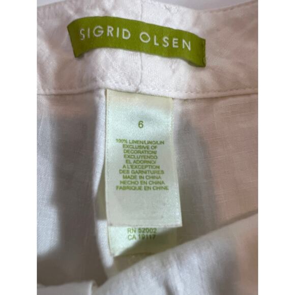 Sigrid Olsen Womens 100% Linen White Capri Pants Lightweight Boho Size 6 - Picture 5 of 10